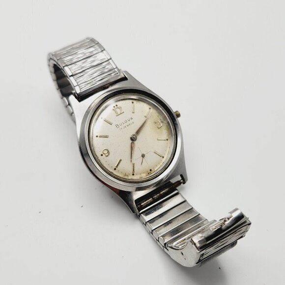 Vintage Bulova 17 Jewels Swiss 60's Diamond Men's Watch *Parts Repair - Picture 1 of 9